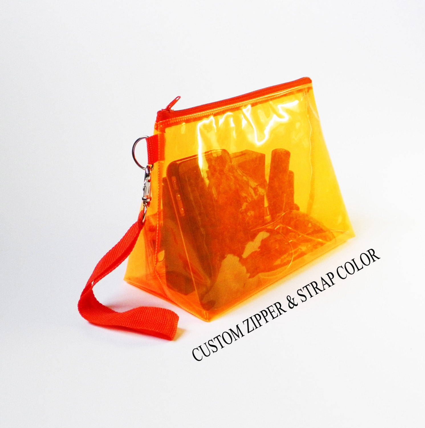 orange transparent purse