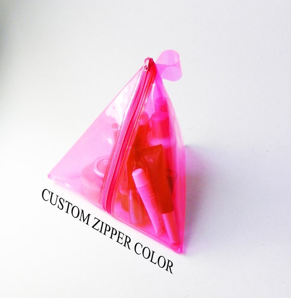 custom neon pink clear pyramid bag transparent plastic pvc | Etsy