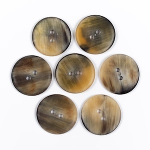 Horn Buttons / Size 11-50 mm. / 2 Holes /  Buttons for Cardigans, Blazer, Suits, Sport Coat, Shirt, Jacket, Sweater