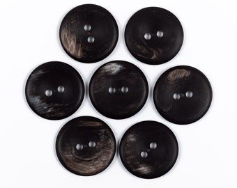 Horn Buttons / Size 11-50 mm. / 2 Holes / Black And Grey  Buttons for Cardigans, Blazer, Suits, Sport Coat, Shirt, Jacket