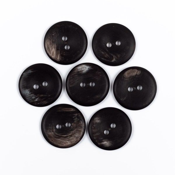 Horn Buttons / Size 11-50 mm. / 2 Holes / Black And Grey  Buttons for Cardigans, Blazer, Suits, Sport Coat, Shirt, Jacket