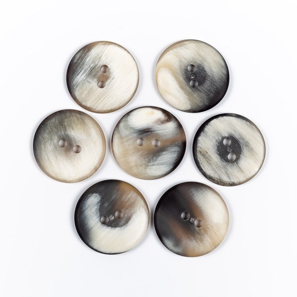 Horn Buttons / Size 11-50 mm. / 2 Holes / Buttons for Cardigans, Blazer, Suits, Sport Coat, Shirt, Jacket, Sweater