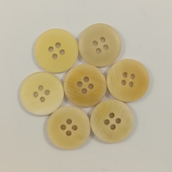 Yellow Horn Button - Handmade Accessories for Clothing or DIY Projects