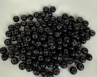 Cuentas de cuerno de búfalo negro: suministros de joyería orgánica redonda (6-12 mm)