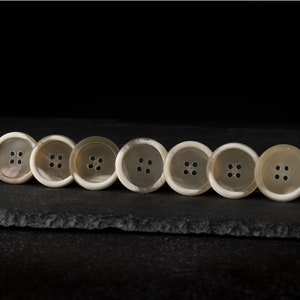 Buttons 10mm, 15mm, 20mm, 23mm, 25m, 28mm Perfect For Suit, Shirts, Coat. Beige color, natural horn. Handmade Real genuine horn button, inch image 4