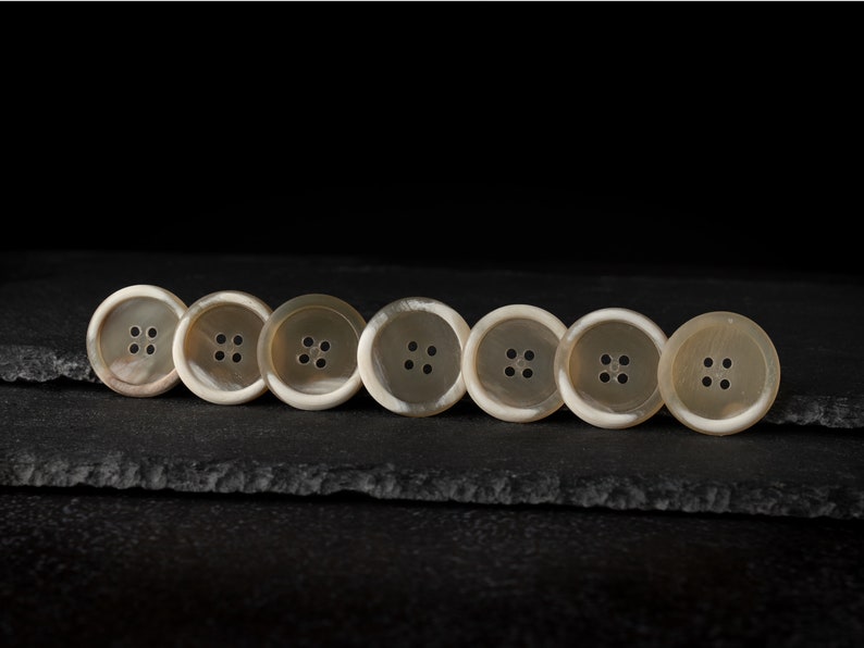 Buttons 10mm, 15mm, 20mm, 23mm, 25m, 28mm Perfect For Suit, Shirts, Coat. Beige color, natural horn. Handmade Real genuine horn button, inch image 4