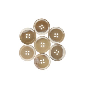 Buttons 10mm, 15mm, 20mm, 23mm, 25m, 28mm Perfect For Suit, Shirts, Coat. Beige color, natural horn. Handmade Real genuine horn button, inch image 3