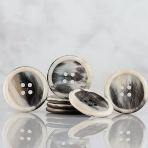 Buttons 10mm, 15mm, 20mm, 23mm, 25m, 28mm Perfect For Suit, Shirts, Coat. White gray, natural horn. Handmade Real genuine horn button, inch