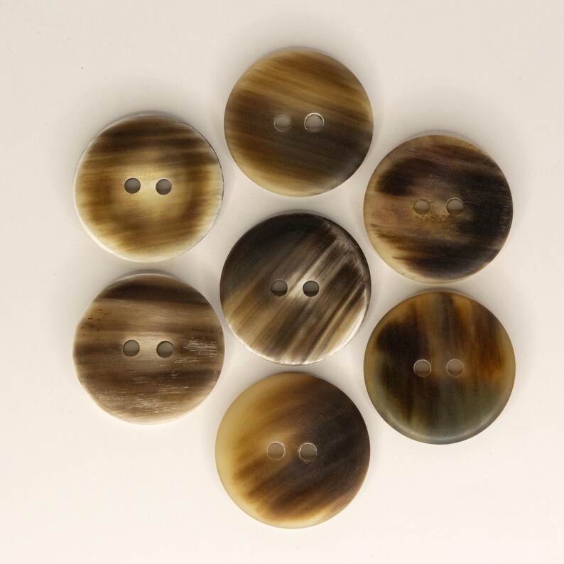 Natural Brown Horn Buttons, Two-hole Sewing Buttons, Matte or Polished ...