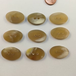 Horn Buttons / Size 25mmx15mm. 2 Holes, Oval Shape, Beige White Yellow