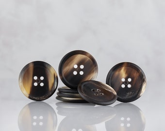 Braun Knöpfe 10mm, 15mm, 20mm, 23mm, 25m, 28mm Perfekt für Anzug, Hemden, Mantel. Handgefertigter Knopf aus echtem Horn.