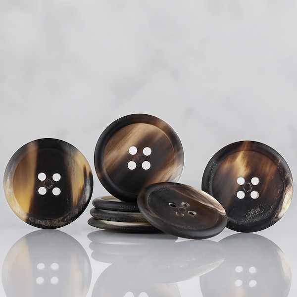 Brown Buttons 10mm, 15mm, 20mm, 23mm, 25m, 28mm Perfect For Suit, Shirts, Coat. Handmade Real genuine horn button, Inch Sizes.