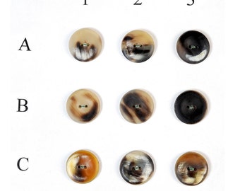 Natural real horn buttons 2 hole. Brown