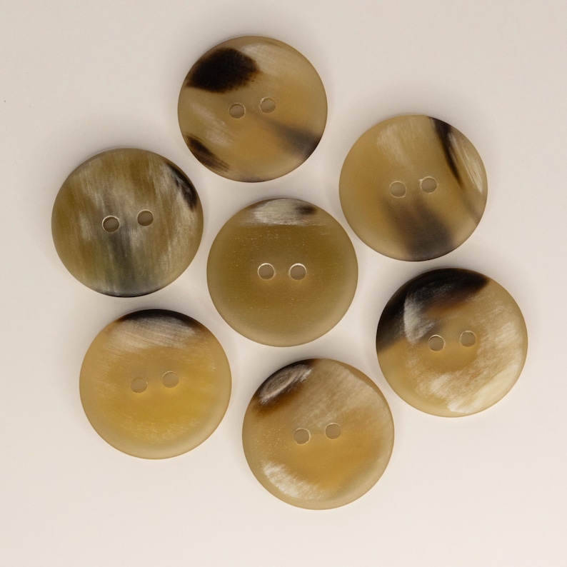Natural Horn Buttons, Two-hole Sewing Buttons, Matte or Polished, 10 ...