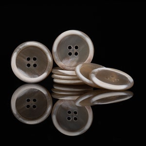 Buttons 10mm, 15mm, 20mm, 23mm, 25m, 28mm Perfect For Suit, Shirts, Coat. Beige color, natural horn. Handmade Real genuine horn button, inch image 2