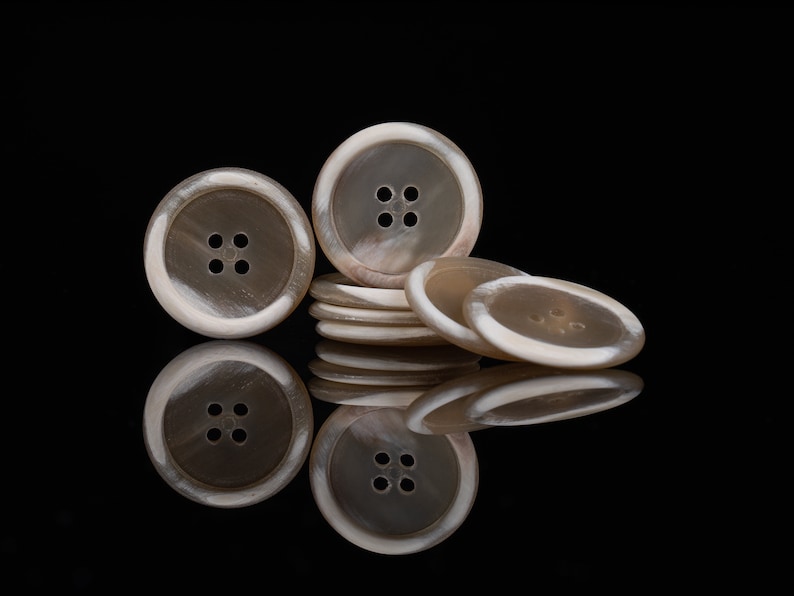 Buttons 10mm, 15mm, 20mm, 23mm, 25m, 28mm Perfect For Suit, Shirts, Coat. Beige color, natural horn. Handmade Real genuine horn button, inch image 2