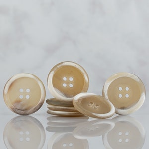 Buttons 10mm, 15mm, 20mm, 23mm, 25m, 28mm Perfect For Suit, Shirts, Coat. Beige color, natural horn. Handmade Real genuine horn button, inch image 1