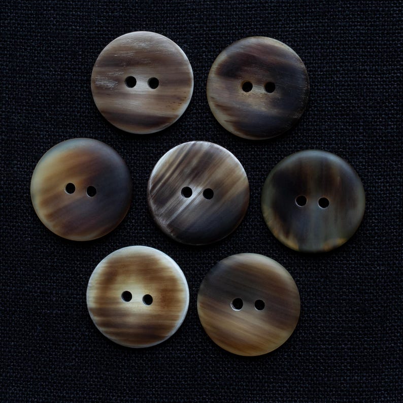 Natural Brown Horn Buttons, Two-hole Sewing Buttons, Matte or Polished ...