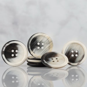 Buttons 10mm, 15mm, 20mm, 23mm, 25m, 28mm Perfect For Suit, Shirt, Coat. Color Black And White. Handmade Real genuine horn button, inch size