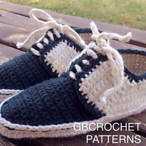 Crochet Pattern for Men Oxford Shoes, Unisex house slippers U.S. Big boys sizes 3-7, Men US 3-12, with video links image 1