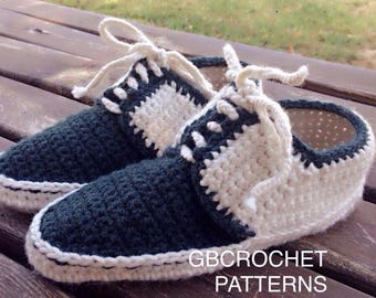 Crochet Pattern for Men Oxford Shoes, Unisex house slippers- U.S. Big boys sizes 3-7, Men US 3-12, with video links