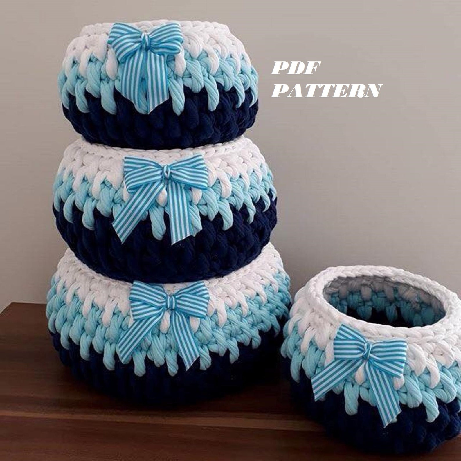 Crochet Pattern Basket Tshirt Yarn Round Basket Pattern DIY Etsy