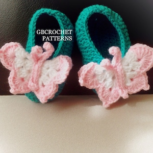 Crochet Baby Shoes Pattern, Butterfly Baby shoes, Newborn baby, baby girl shoes, crochet shoes, take home baby shoes, 6 sizes NB-2YO, SH11