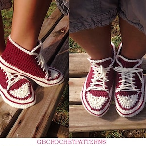 Crochet Pattern sneaker, Unisex sneaker shoes, Big boys sizes 3-5, Women and Men US 6-12, with video link, US and UK, house sport shoes 02 image 2