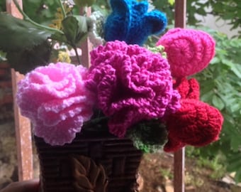 Flower Crochet Pattern, carnation flower pdf, bouquet white patterns, crochet flower pdf, DIY wedding bouquet, carnation flower tutorials