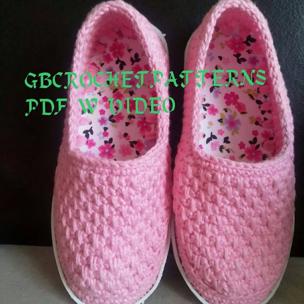 Crochet Pattern Ballet Flats , Easy House Slippers Women, House Shoes, kids Crochet Slippers, Easy Crochet Pattern, Ballet Slipper w video