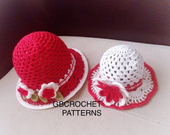 Crochet Pattern, Mom and Me, Baby to adult summer Sun hat, Baby girls Hat, crochet summer hat pattern, girls hat, NB to adult sizes, US/UK