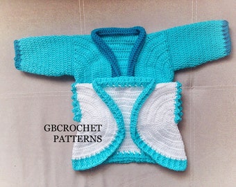 Crochet Pattern Baby cardigan, boléro bébé unisexe, cardigan garçons, bolero crochet Pattern, baby boy bolero Pattern, Crochet baby pull, B2