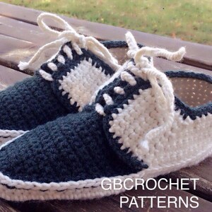 Crochet Pattern for Men Oxford Shoes, Unisex house slippers U.S. Big boys sizes 3-7, Men US 3-12, with video links image 3