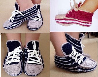 Crochet Pattern for Mens House Shoes the Lazy Day Loafers Crochet Pattern - U.S. Big boys sizes 3-7, Men US 3-12, with video, US & UK,Sh03
