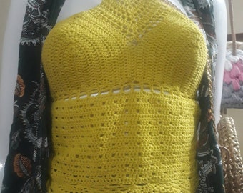 Crochet halter top pattern, summer Basic Tank, Tank Top, Festival Hippie Boho halter top Peplum, cropped top, lace up top crochet pattern