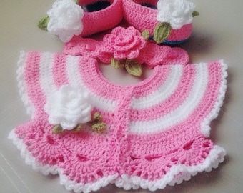 Patrón de bolero de bebé a crochet, conjunto de zapatos y diadema de bolero de bebé a crochet, conjunto de regalo para bebé, vestido de crochet DIY, patrón de bolero de bebé a crochet, D6