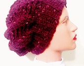 Crochet Pattern Slouchy beret, Storm Slouchy beanie, Textured Slouchy hat, Women Crochet hat , Child to Adult Large, Knit look beanie, PDF