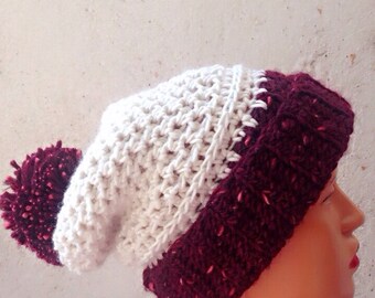 簡単なスラウチービーニーのかぎ針編みパターン、初心者向けかぎ針編みの冬用帽子、ベレー帽、セミスラウチービーニーのかぎ針編みパターン、心地よいビーニーのかぎ針編み