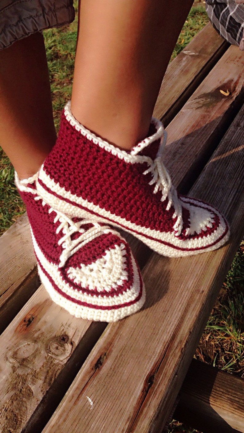 Crochet Pattern sneaker, Unisex sneaker shoes, Big boys sizes 3-5, Women and Men US 6-12, with video link, US and UK, house sport shoes 02 image 5