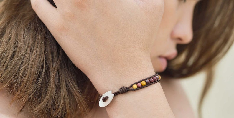 man woman Alteide Bracelet Monta\u00f1a roja 1 wave surf inspired 925 Silver Mookaite made in Tenerife