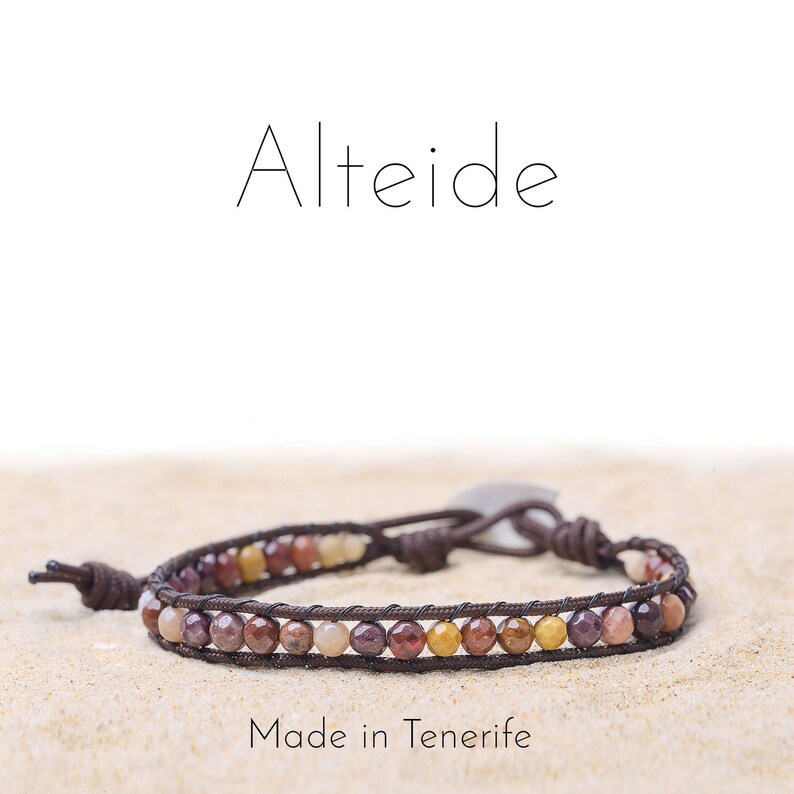 man woman Alteide Bracelet Monta\u00f1a roja 1 wave surf inspired 925 Silver Mookaite made in Tenerife