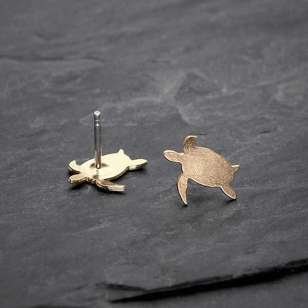 Turtle earrings tiny minimalist gold turtle stud earrings turtle post earrings