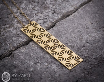 Geometrische Halskette, goldfarbene rechteckige Halskette, Geschenk für Sie