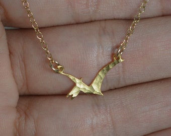Pterodactyl necklace dinosaur necklace tiny gold dinosaur charm