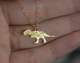 Dinosaur necklace gold tiny t rex charm dinosaur jewelry Trex dinosaur charm