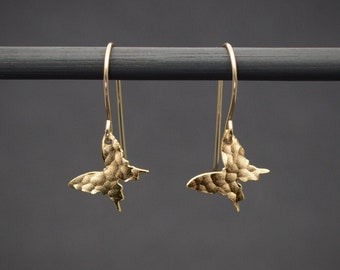 Butterfly earrings, gold butterfly jewelry, drop dangle butterflies earrings