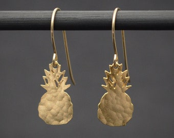 Gold pineapple earrings ,tropical jewelry