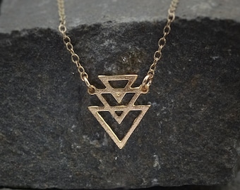 Triangle necklace dainty gold geometric necklace triangles pendant