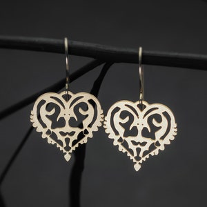 Oriental earrings heart earrings modern minimalist earrings image 1