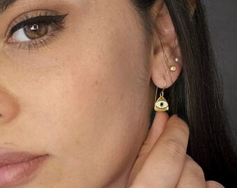 Evil eye earrings gold dangle adorned with resin earrings , protection jewelry